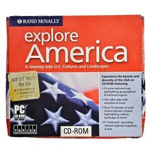 Rand McNally Explore America‎ PC CD-ROM Windows Vintage Geography Map Software